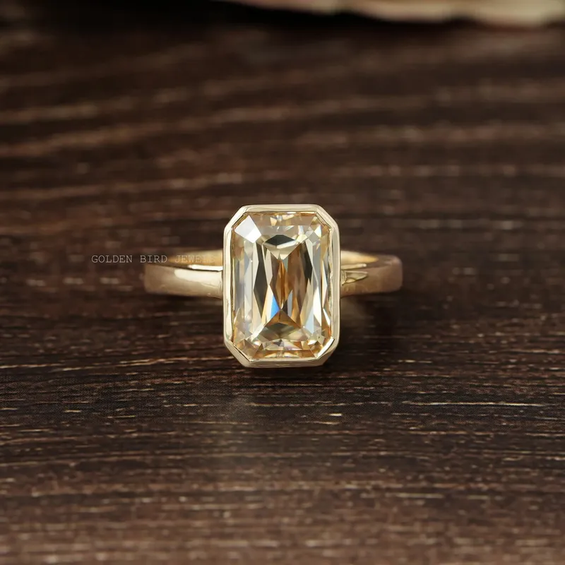 Criss Cut Bezel Set Solitaire Anniversary Ring yellow engagement ring