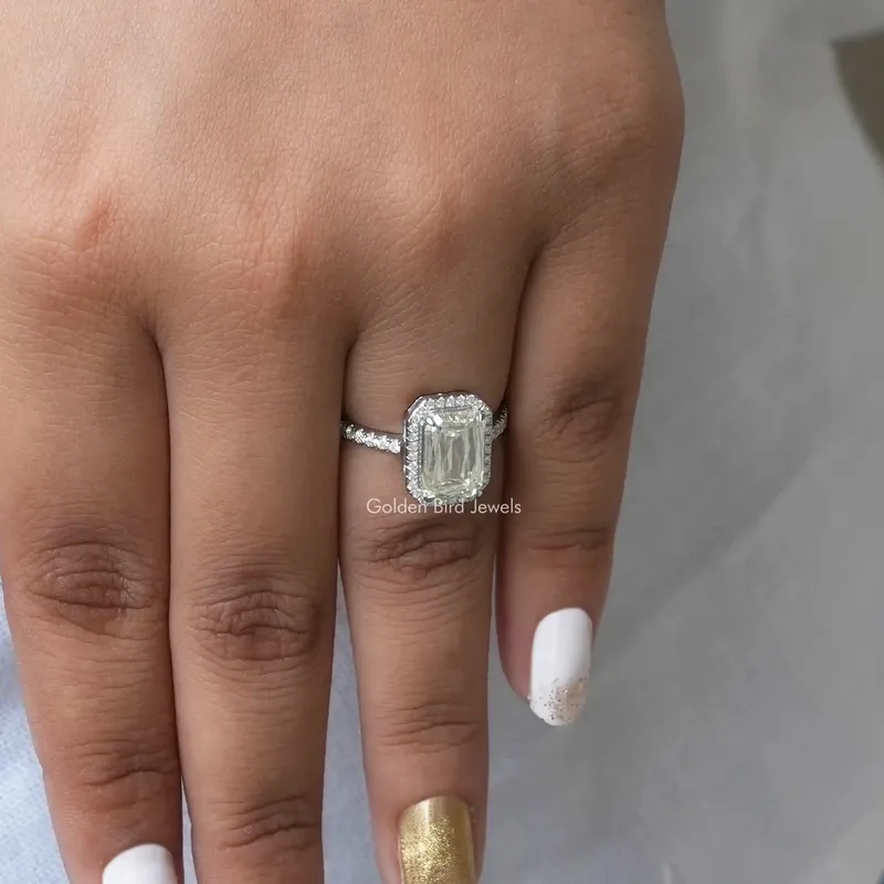 Criss Cut Colorless Moissanite Halo Wedding Ring view 5