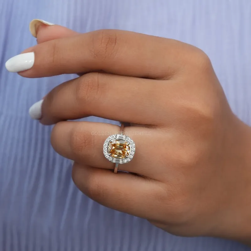 Criss Cut Cushion Multi Stone Moissanite Halo Ring view 2