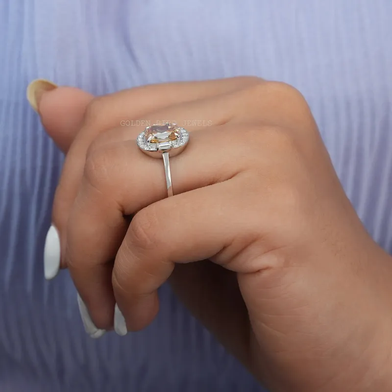 Criss Cut Cushion Multi Stone Moissanite Halo Ring view 7