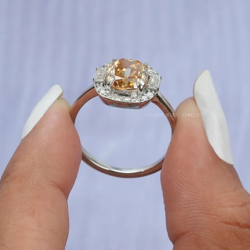 Criss Cut Cushion Multi Stone Moissanite Halo Ring view 6