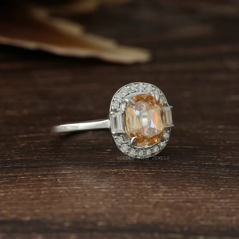 Criss Cut Cushion Multi Stone Moissanite Halo Ring view 5