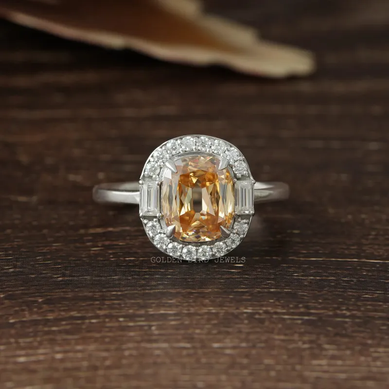 Criss Cut Cushion Multi Stone Moissanite Halo Ring engagement ring