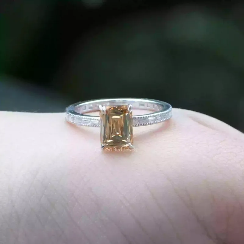 Criss Cut Moissanite Accent Stone Wedding Ring view 6