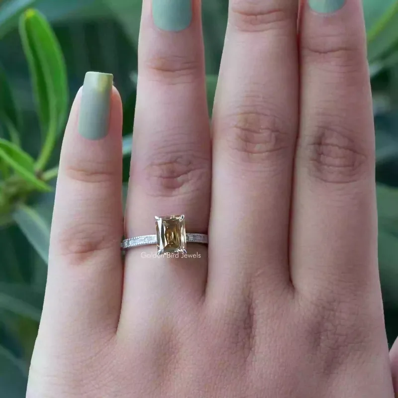 Criss Cut Moissanite Accent Stone Wedding Ring view 5
