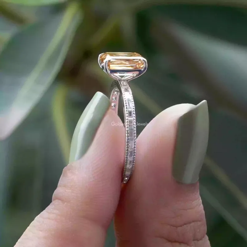 Criss Cut Moissanite Accent Stone Wedding Ring view 2