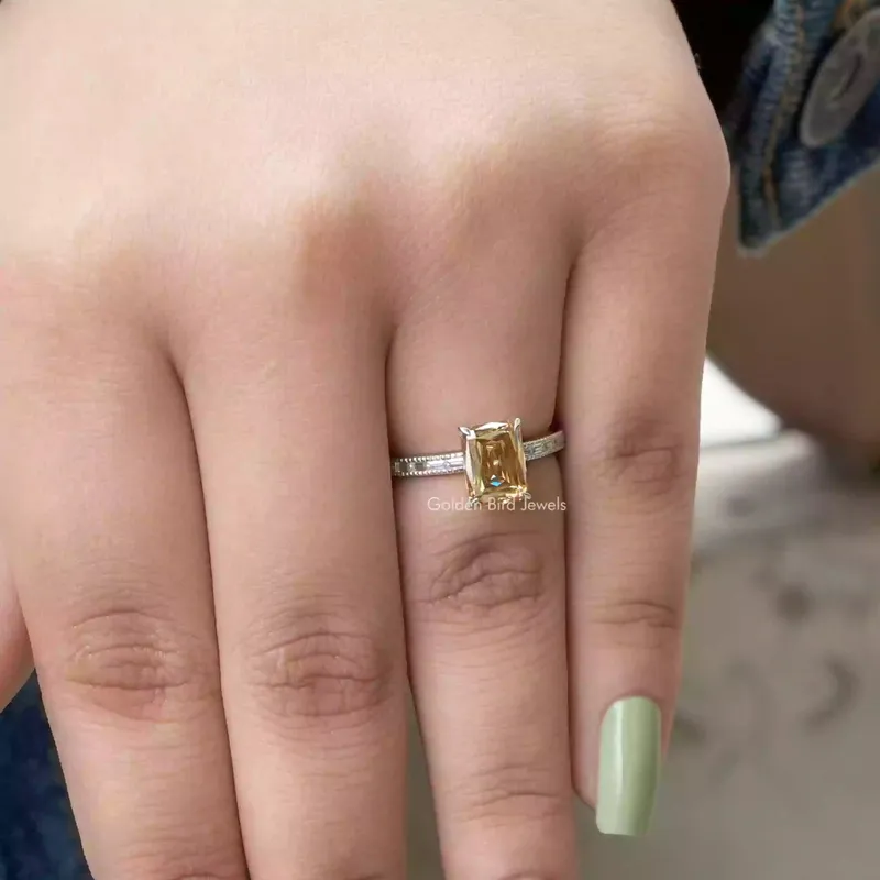 Criss Cut Moissanite Accent Stone Wedding Ring view 7