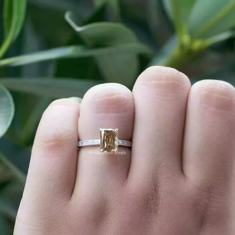 Criss Cut Moissanite Accent Stone Wedding Ring view 4