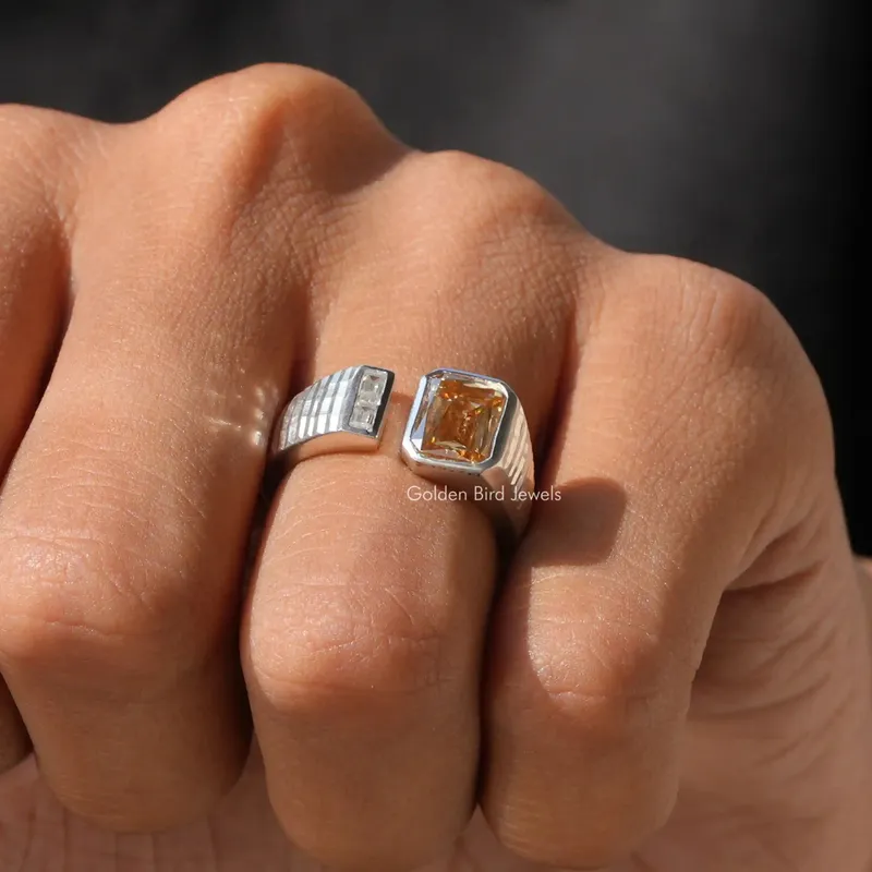 Criss Cut Moissanite Open Cuff Toi Et Moi Ring view 8