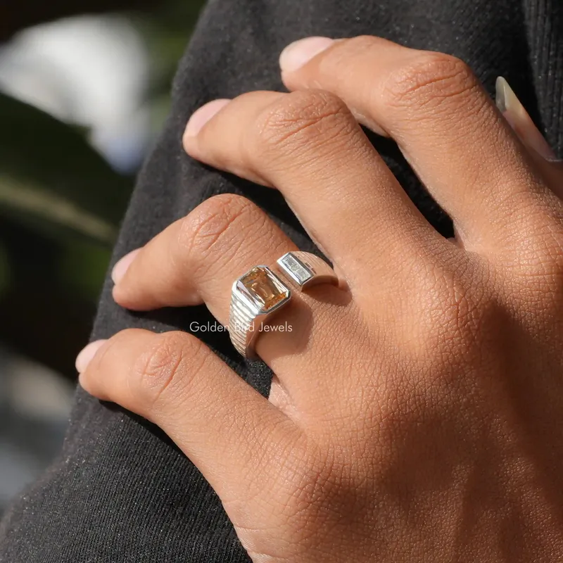 Criss Cut Moissanite Open Cuff Toi Et Moi Ring view 6