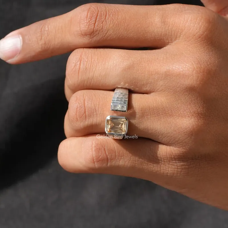 Criss Cut Moissanite Open Cuff Toi Et Moi Ring view 4