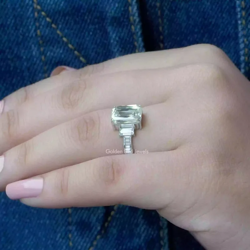 Criss Cut Moissanite Three Stone Ring view 8