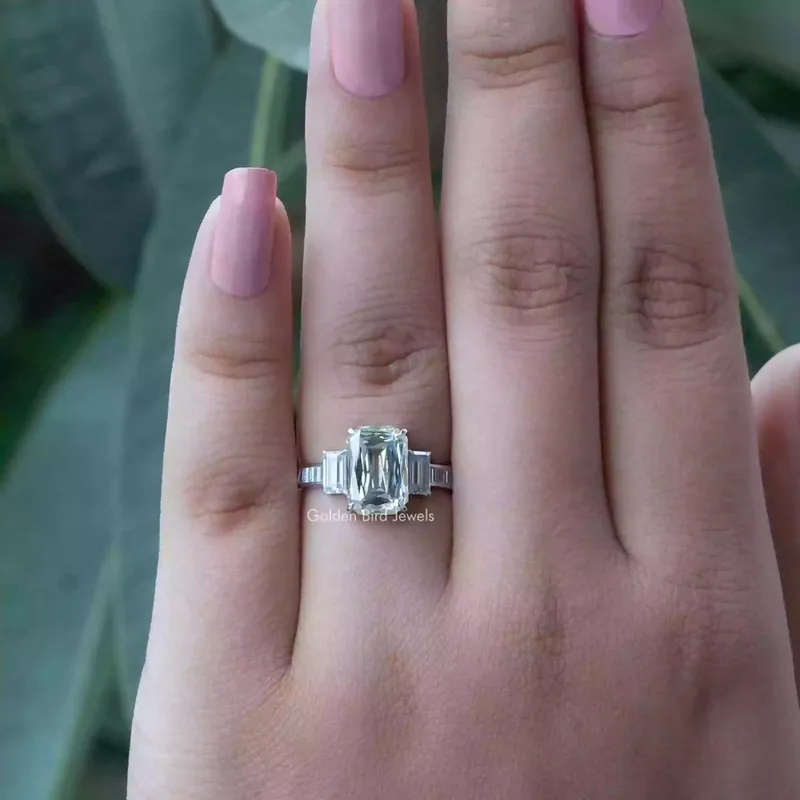 Criss Cut Moissanite Three Stone Ring view 4