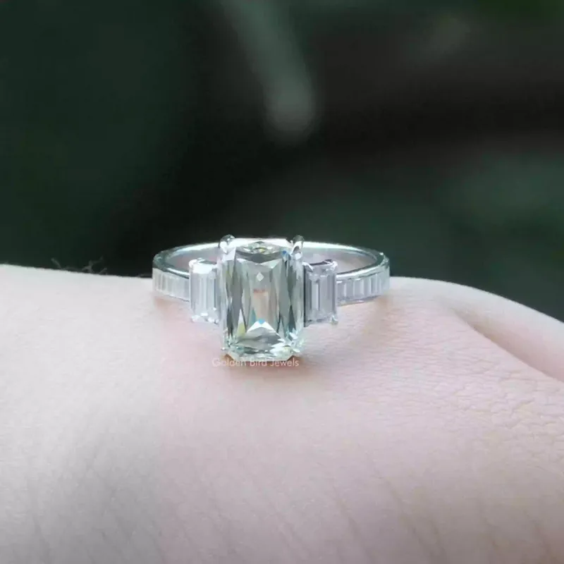Criss Cut Moissanite Three Stone Ring view 2
