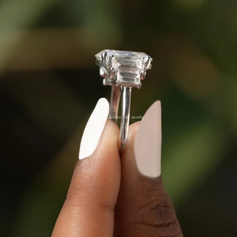 Crushed Ice Oval 5 Stone Vertical Baguette Engagement Ring oval cut engagement ring
