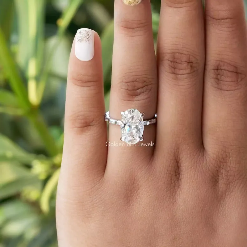 Crushed Ice Oval Accent Set Wedding Ring vy 3