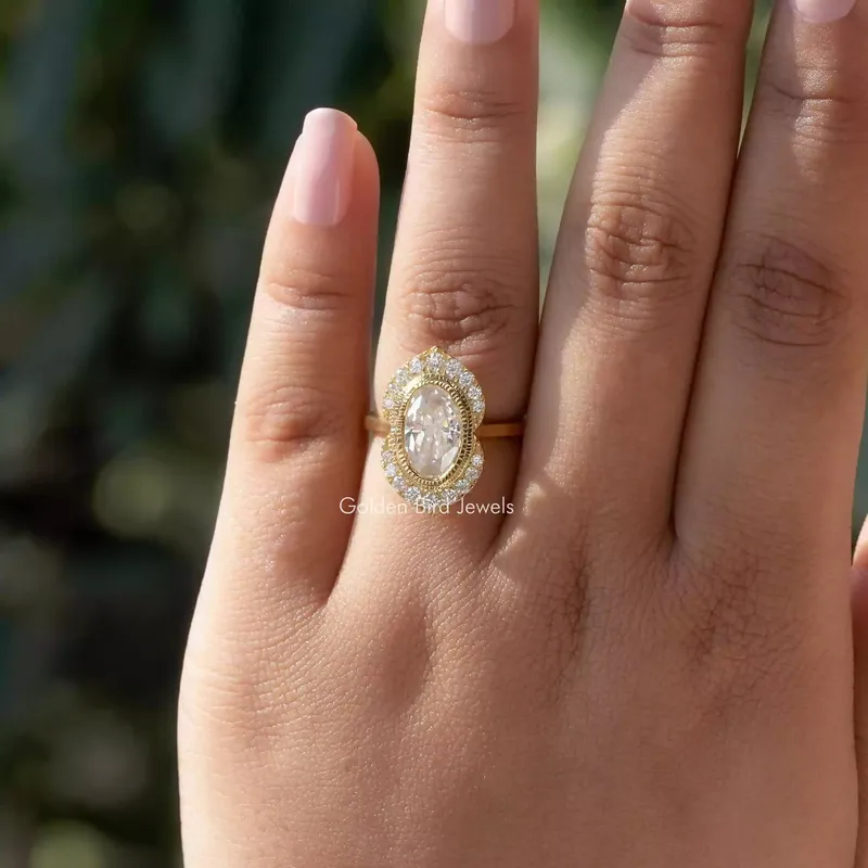 Crushed Ice Oval Cut Halo Engagement Ring view 4