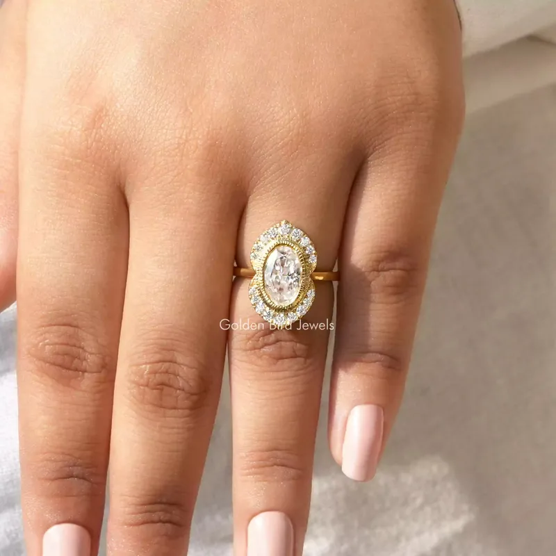 Crushed Ice Oval Cut Halo Engagement Ring view 5