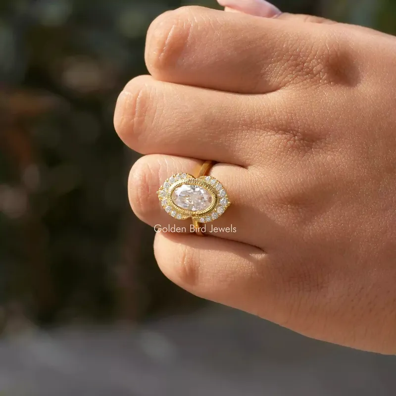 Crushed Ice Oval Cut Halo Engagement Ring view 8