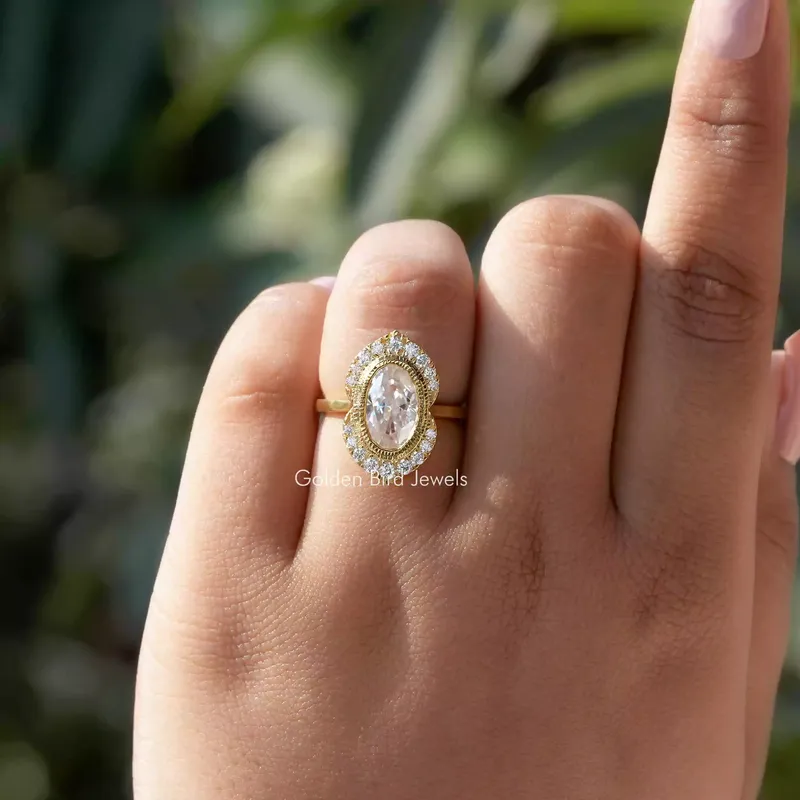 Crushed Ice Oval Cut Halo Engagement Ring view 3