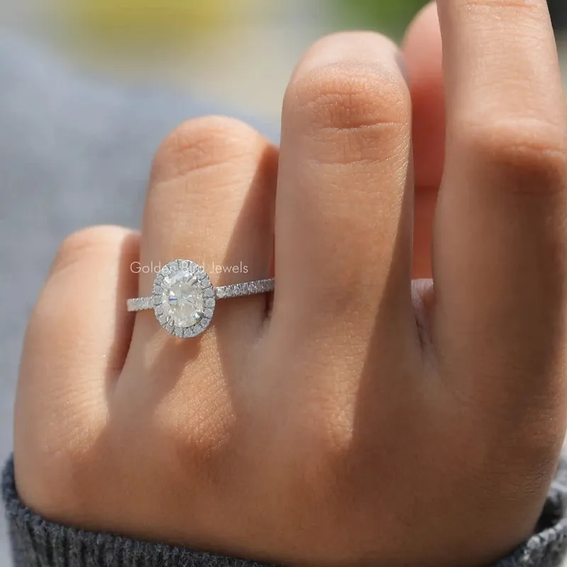 Crushed Ice Oval Cut Moissanite Ring view 3