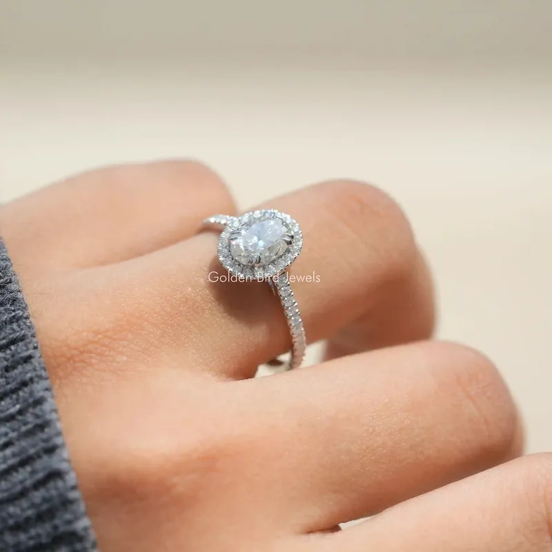 Crushed Ice Oval Cut Moissanite Ring view 7