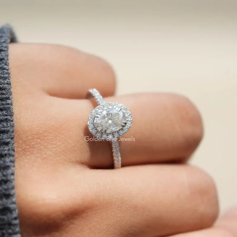 Crushed Ice Oval Cut Moissanite Ring view 2