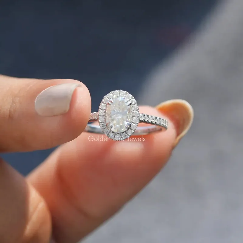 Crushed Ice Oval Cut Moissanite Ring view 4