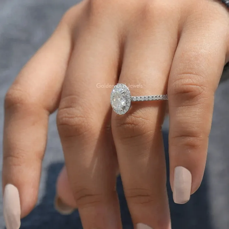 Crushed Ice Oval Cut Moissanite Ring view 8