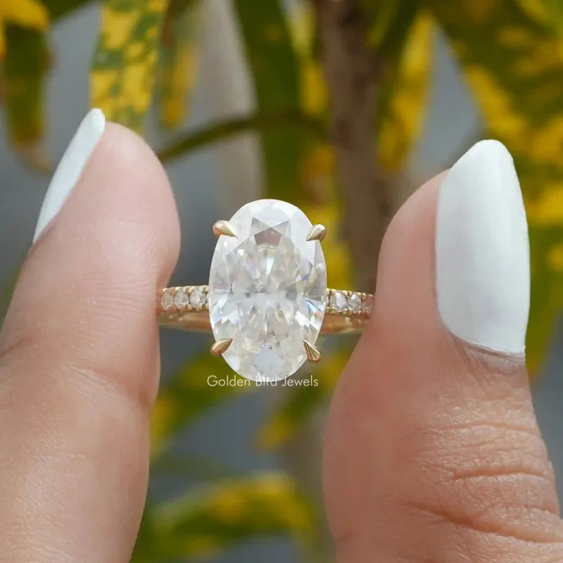 Crushed Ice Oval Cut Moissanite Solitaire Ring oval cut engagement ring