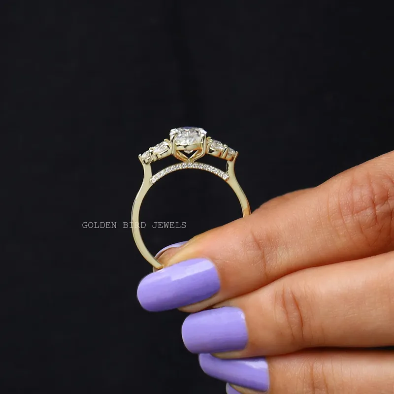 Crushed Ice Oval Moissanite Cluster Engagement Ring view 10