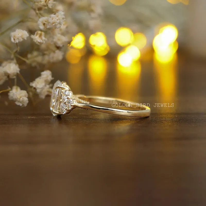 Crushed Ice Oval Moissanite Cluster Engagement Ring view 8
