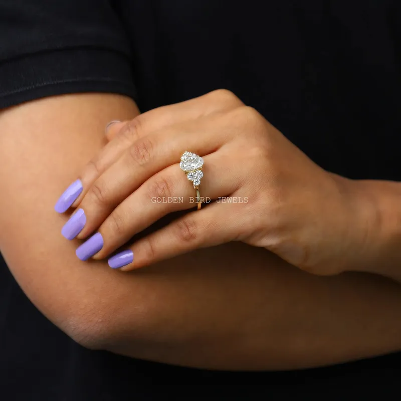 Crushed Ice Oval Moissanite Cluster Engagement Ring view 5