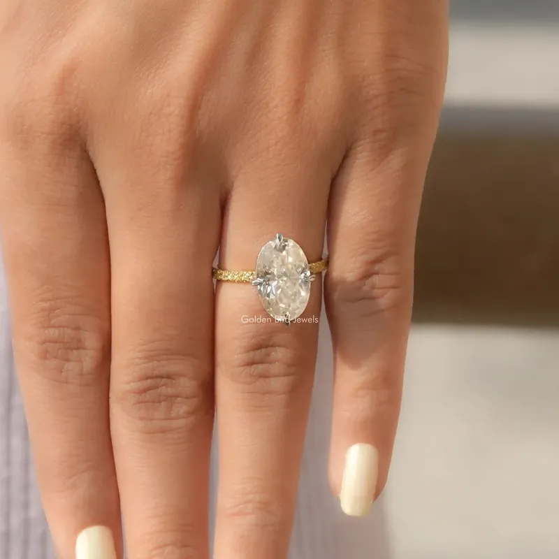 Crushed Ice Oval Moissanite Engagement Ring view 6