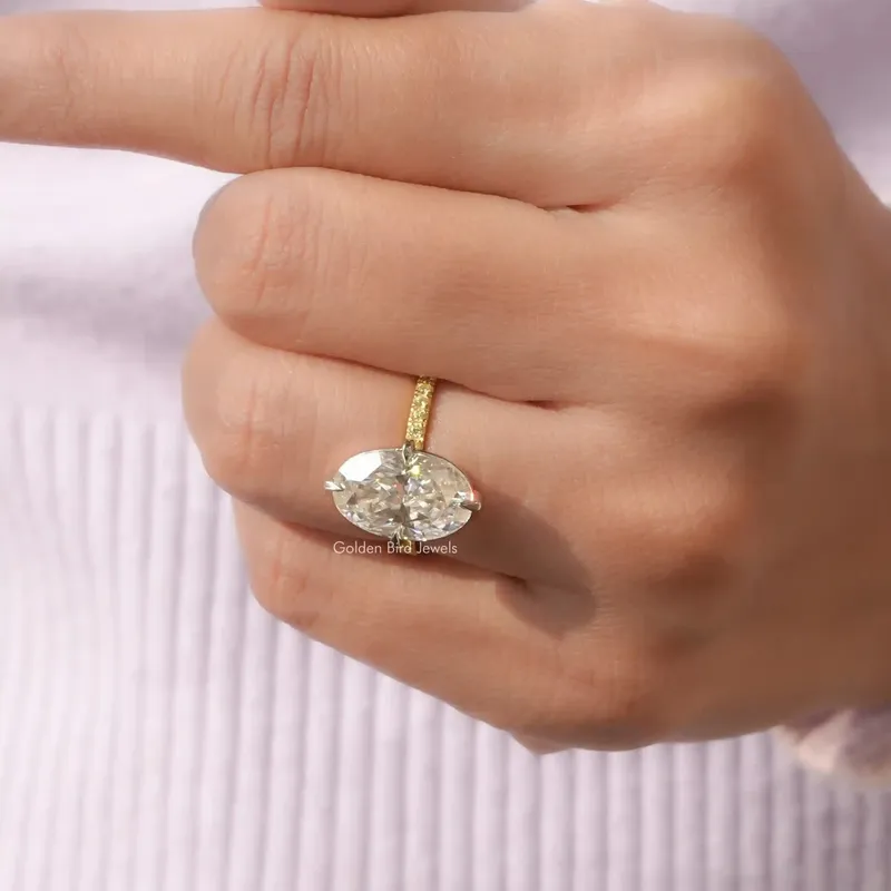 Crushed Ice Oval Moissanite Engagement Ring view 7