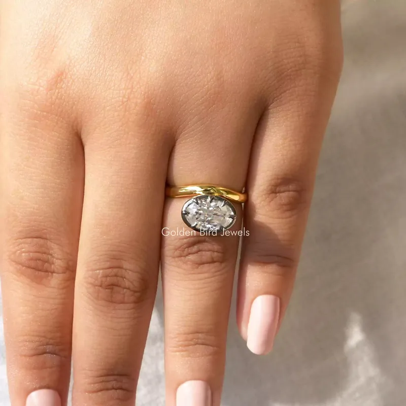 Crushed Ice Oval Moissanite Engagement Ring vy 3