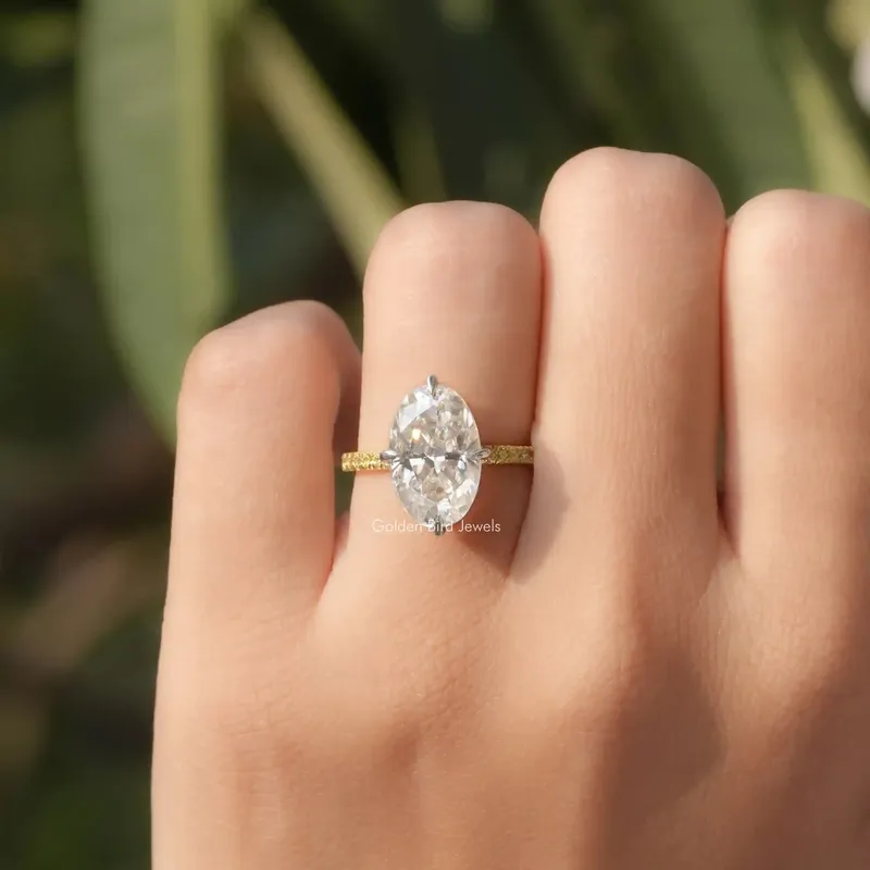 Crushed Ice Oval Moissanite Engagement Ring view 4