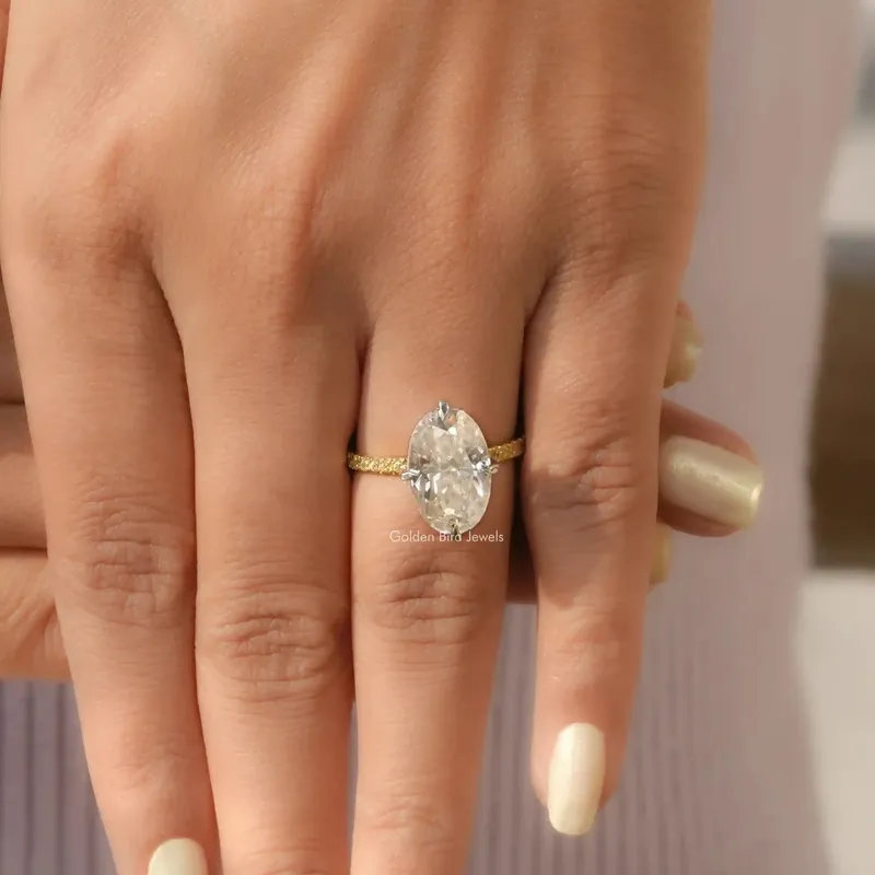 Crushed Ice Oval Moissanite Engagement Ring view 8