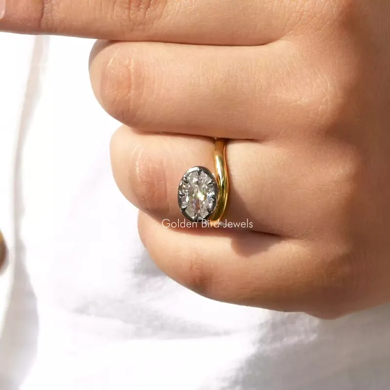 Crushed Ice Oval Moissanite Engagement Ring vy 4
