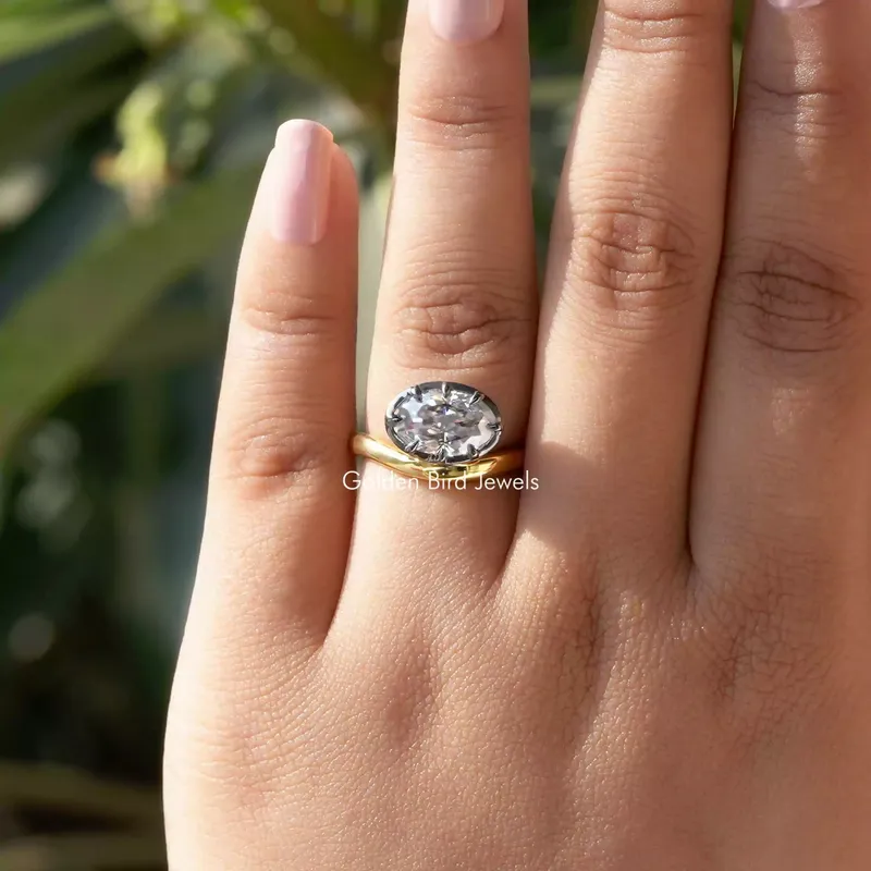 Crushed Ice Oval Moissanite Engagement Ring vy 2