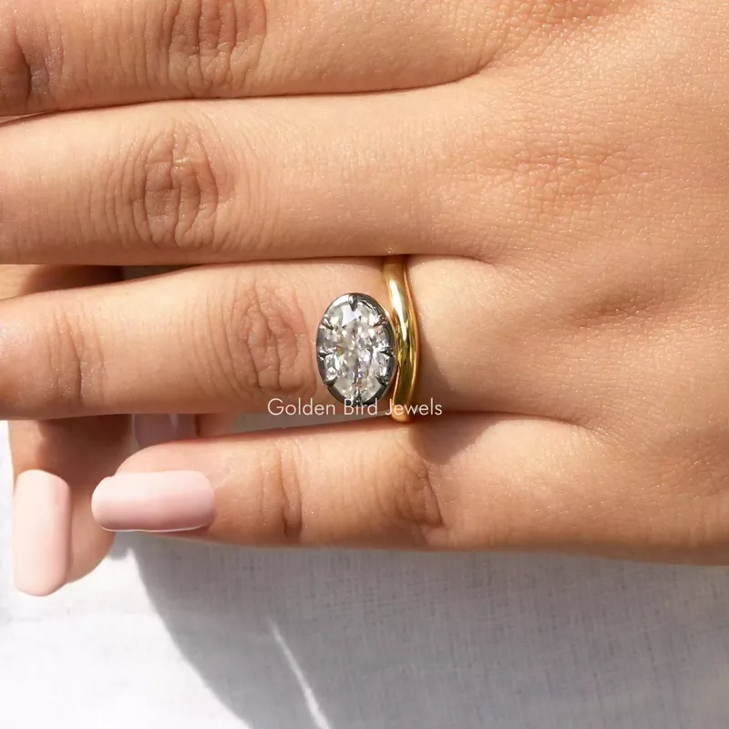 Crushed Ice Oval Moissanite Engagement Ring vy 5