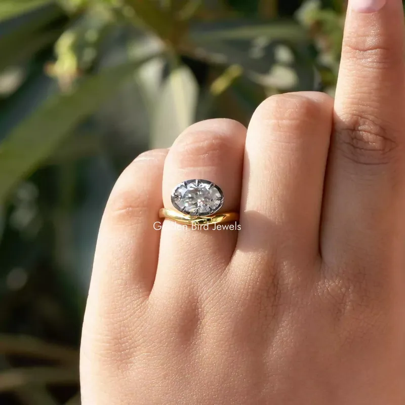 Crushed Ice Oval Moissanite Engagement Ring vy 7