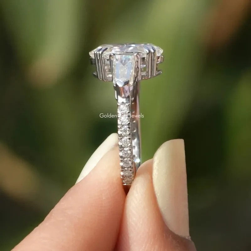 Crushed Ice Oval Moissanite Three Stone Ring oval cut engagement ring