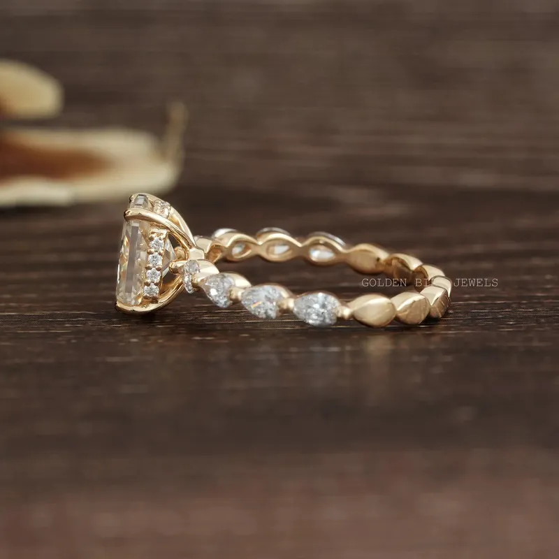 Crushed Ice Radiant Cut Hidden Halo Moissanite Ring view 9
