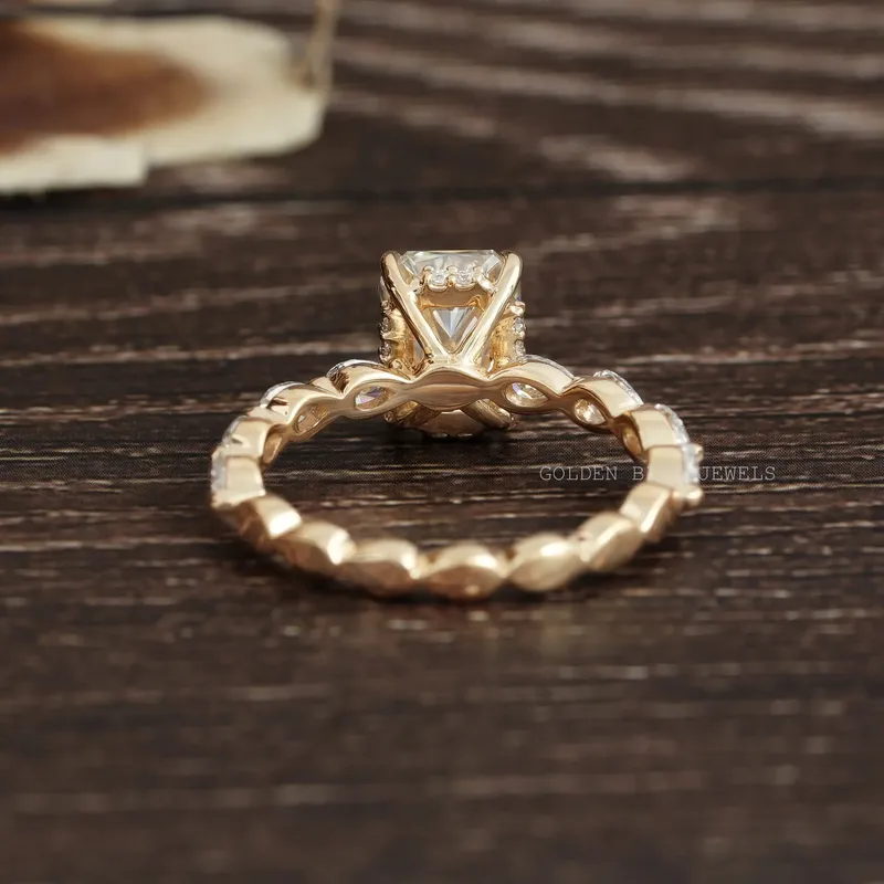 Crushed Ice Radiant Cut Hidden Halo Moissanite Ring view 10
