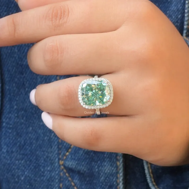 Cushion Cut Halo Moissanite Bridal Ring view 2