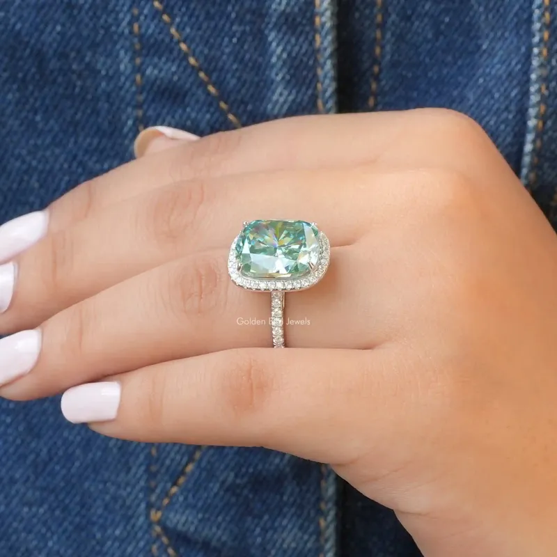 Cushion Cut Halo Moissanite Bridal Ring view 5