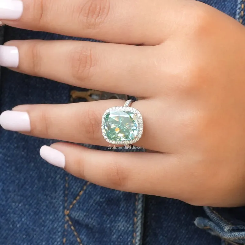 Cushion Cut Halo Moissanite Bridal Ring view 6