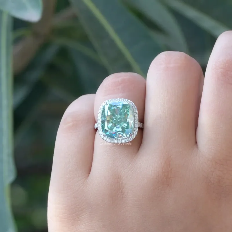 Cushion Cut Halo Moissanite Bridal Ring view 8