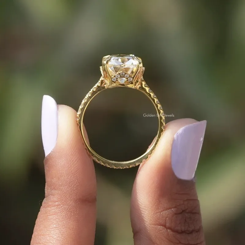 Cushion Cut Hidden Halo Moissanite Engagement Ring view 2